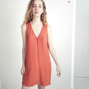 Madewell Rust Polka Dot Sleeveless V-Neck Mini Dress